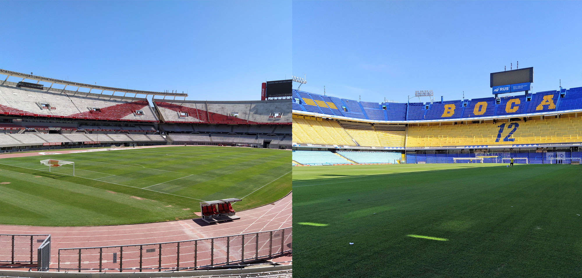 Estádios do River Plate e Boca Juniors